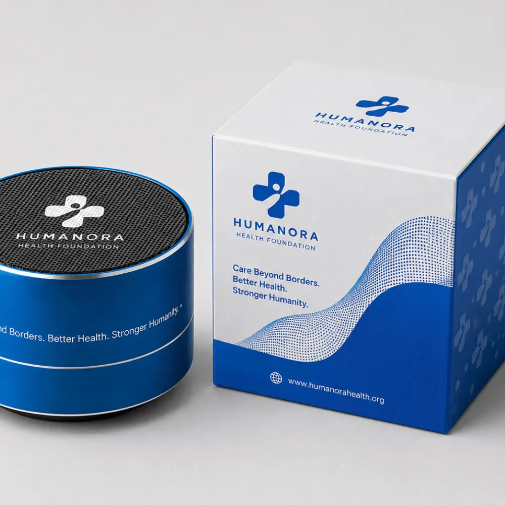 Беспроводная Bluetooth-колонка с логотипом и брендированной коробкой — кейс КРАСНО