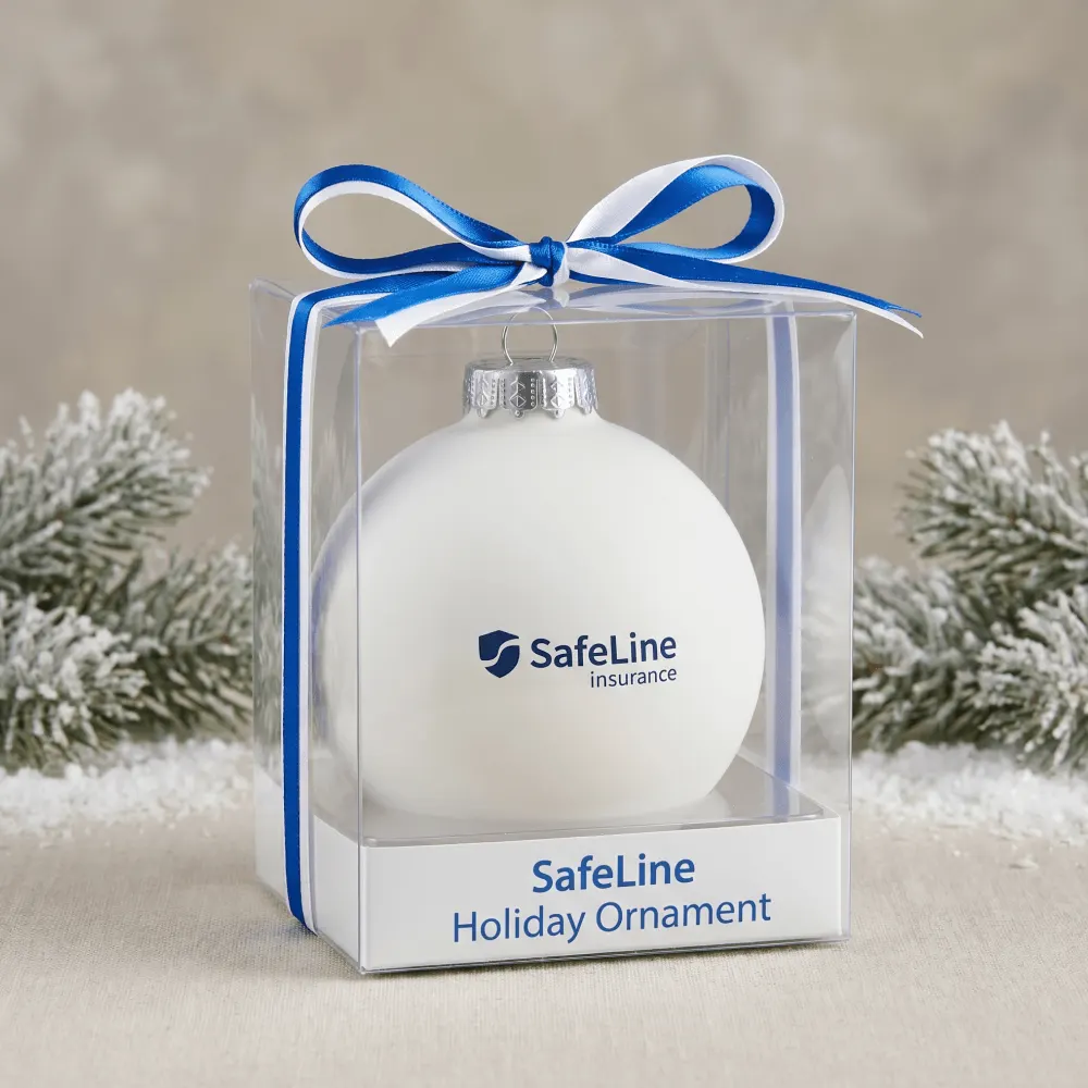 Ёлочный шар SafeLine Insurance в прозрачной упаковке — композиция