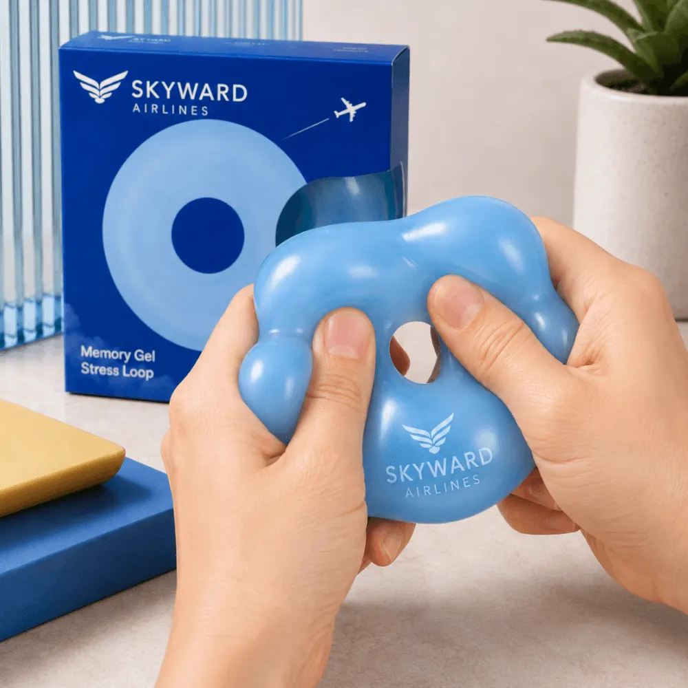 Гелевый антистресс для Skyward Airlines с фирменной упаковкой — материал и цвет