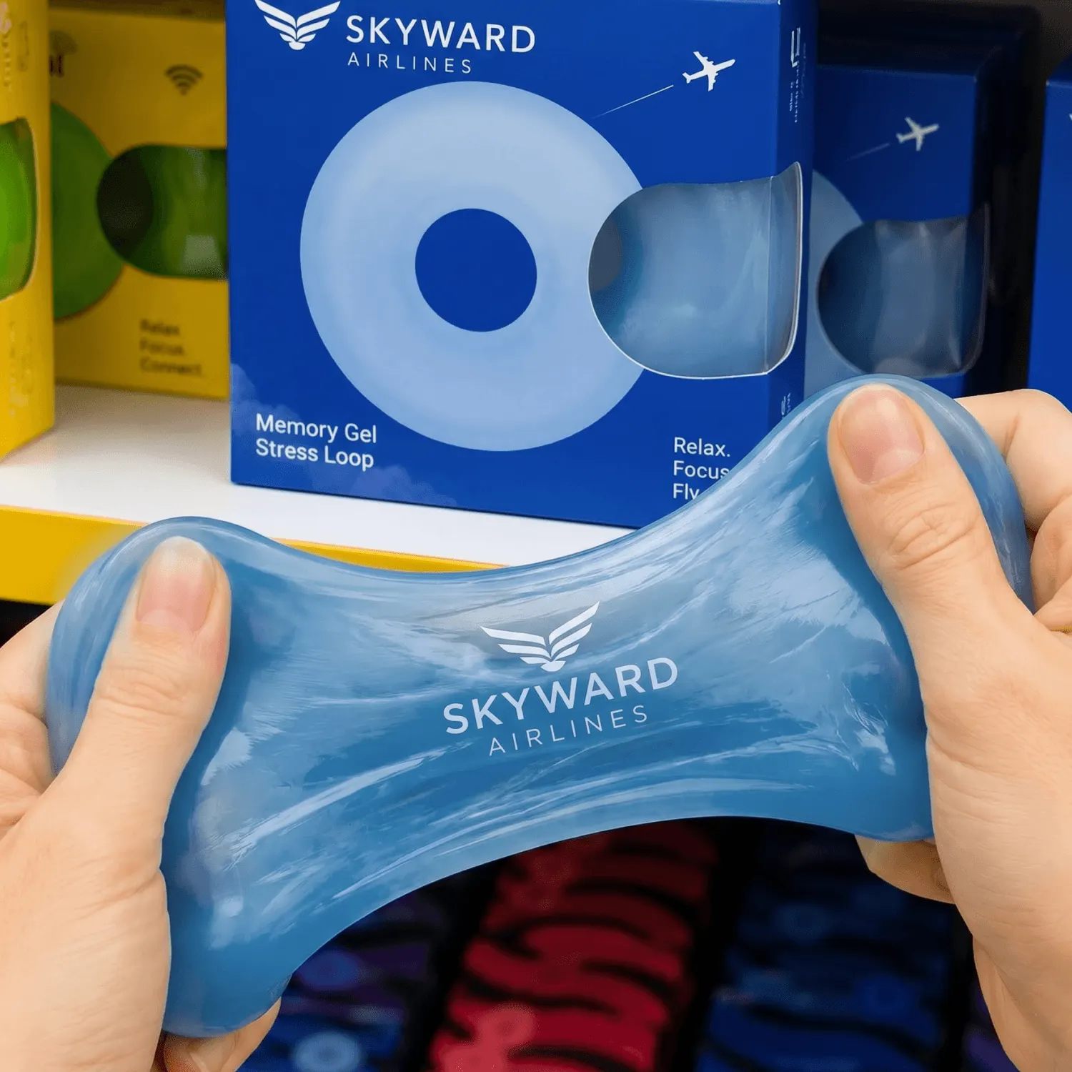 Гелевый антистресс для Skyward Airlines с фирменной упаковкой — брендирование