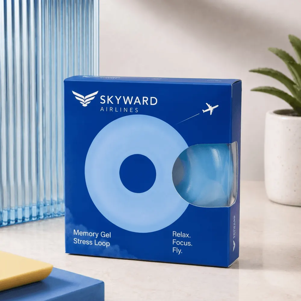 Гелевый антистресс для Skyward Airlines с фирменной упаковкой — комплектация