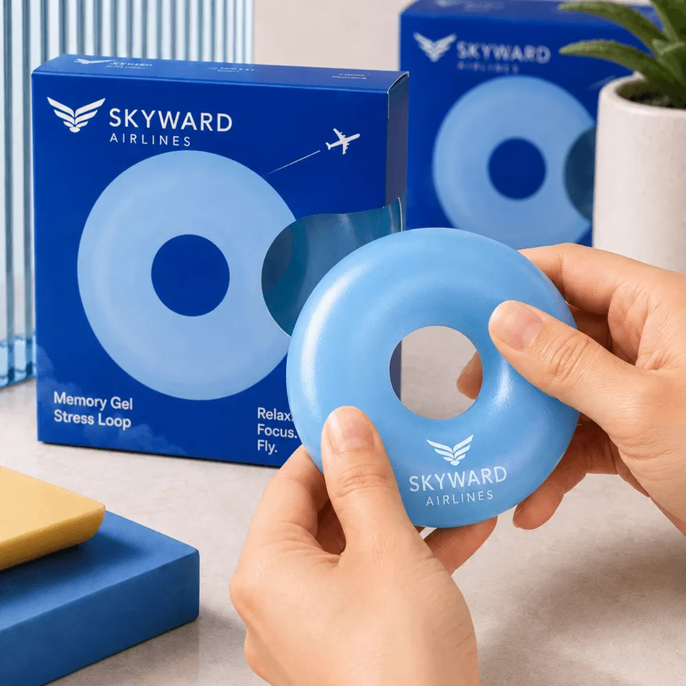 Гелевый антистресс для Skyward Airlines с фирменной упаковкой — результат