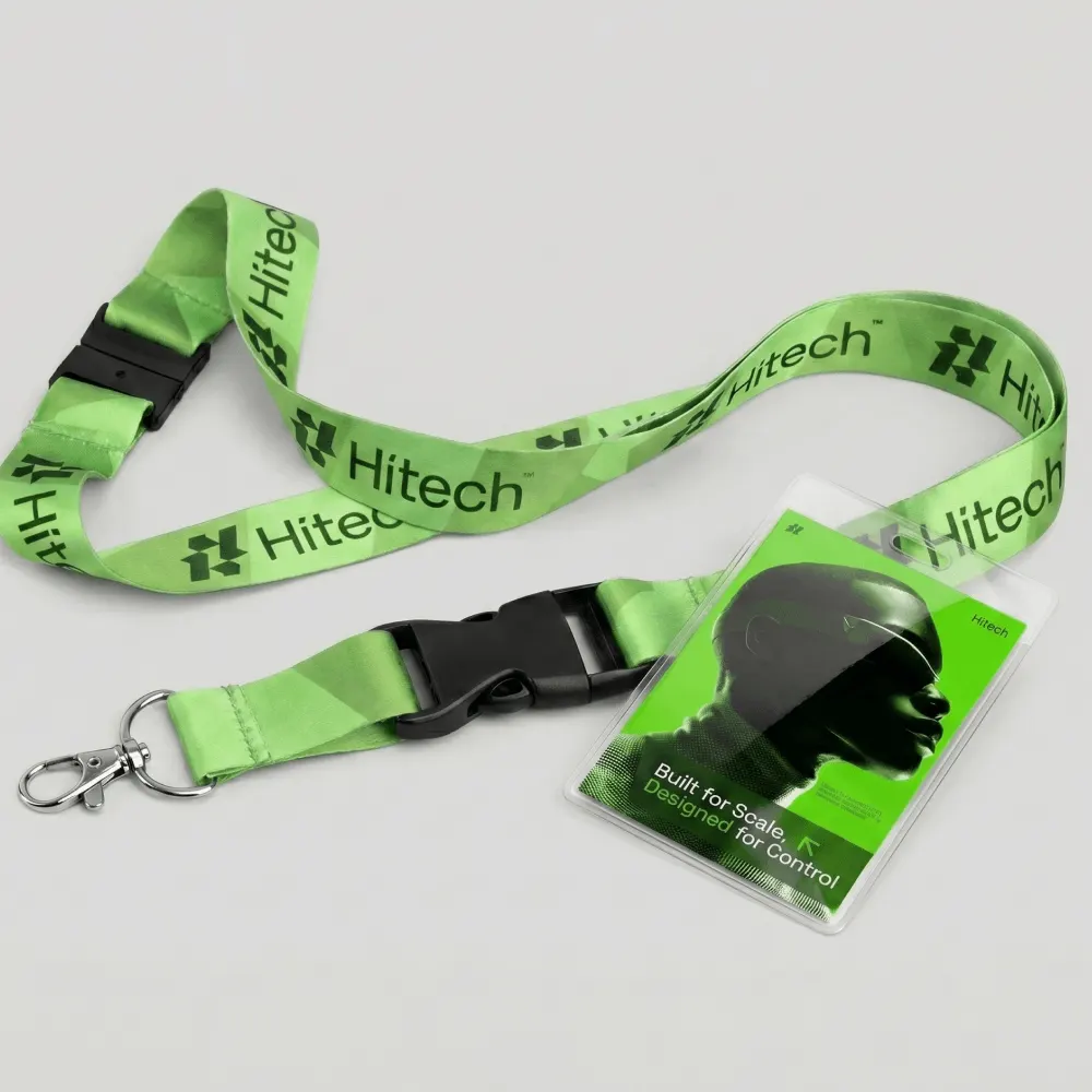 Ленты для бейджей с печатью логотипа Hitech на заказ — общий вид