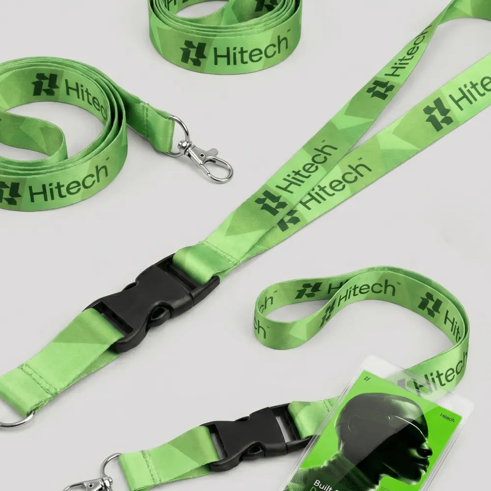 Ленты для бейджей с печатью логотипа Hitech на заказ — композиция