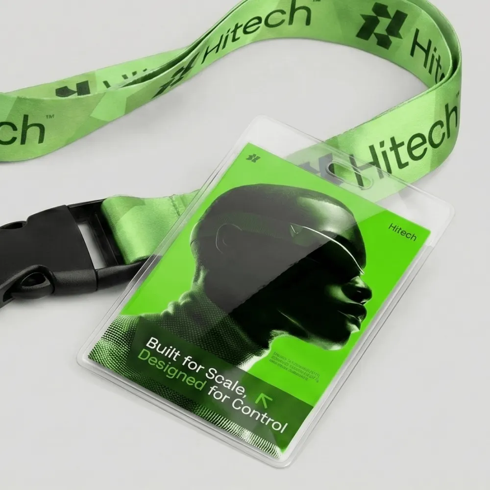 Ленты для бейджей с печатью логотипа Hitech на заказ — деталь