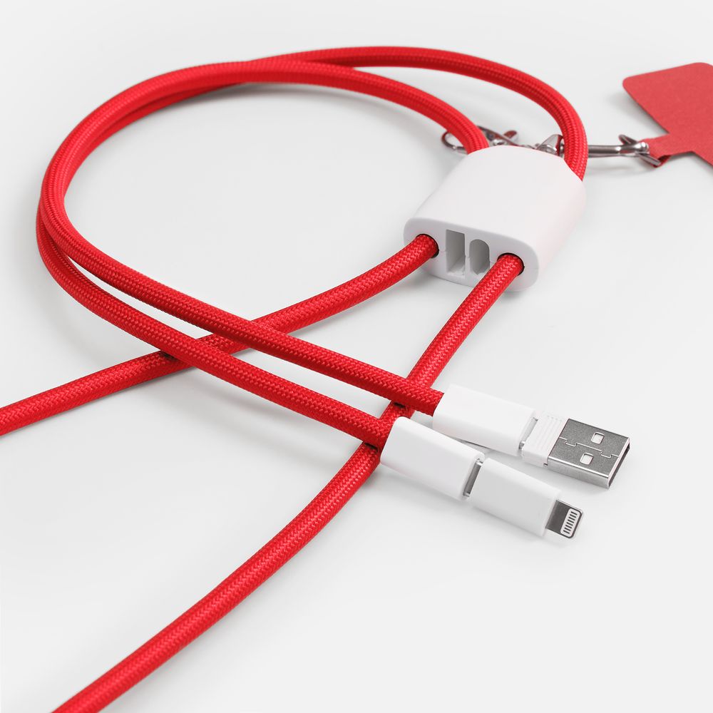 Кабель-ланьярд energyFlex Pro, серо-бежевый, красный