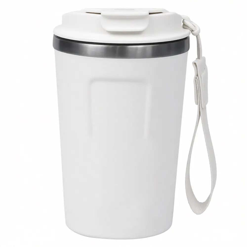 Термокружка Zencup вакуумная, стальная, 380 мл, белая, белый