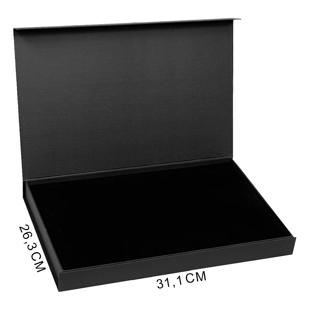 Коробка подарочная Solution Prestige Yota Fabrique, размер 31,1*26,3*3,7 см, с магнитным клапаном, под индивидуальную вырубку, с черным ложементом, черная, черный