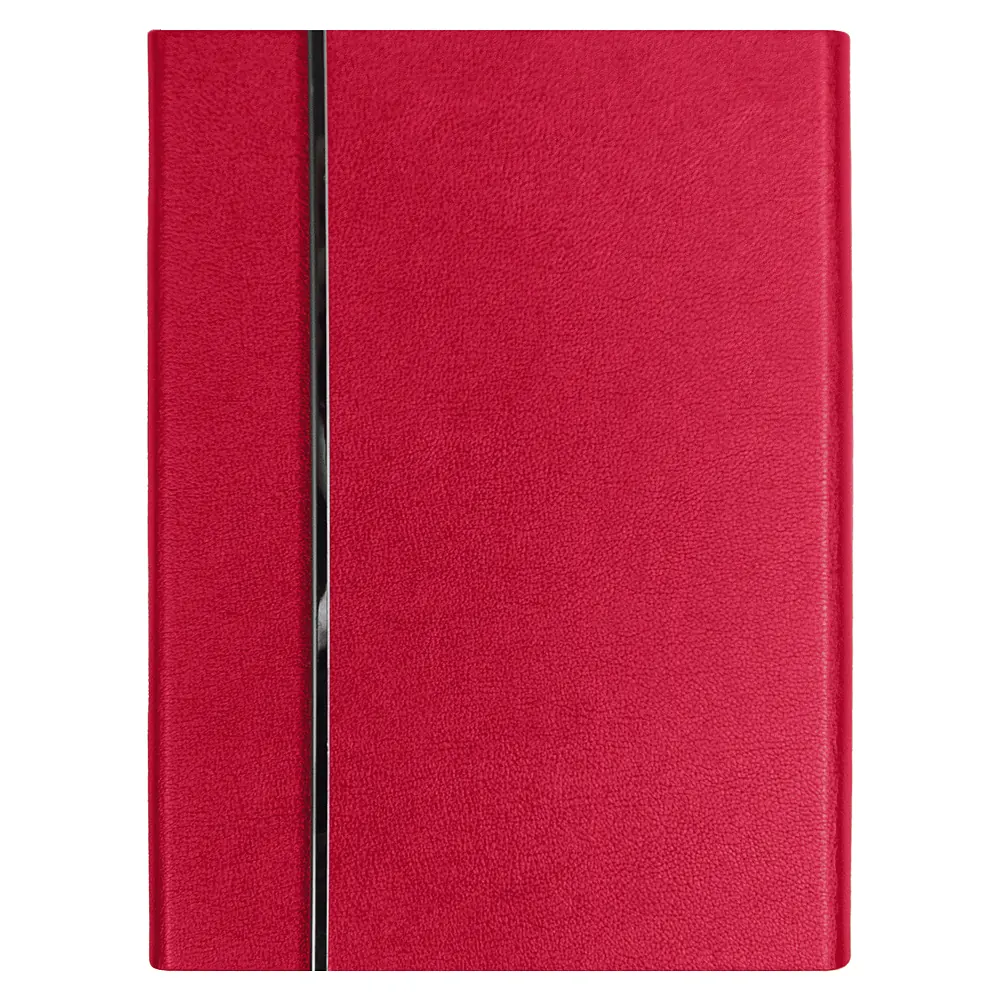 Ежедневник Alfa Bird Petrus A5, черный с неокрашенным срезом, недатированный, в твердой обложке с металлическим элементом, красный / серебристый