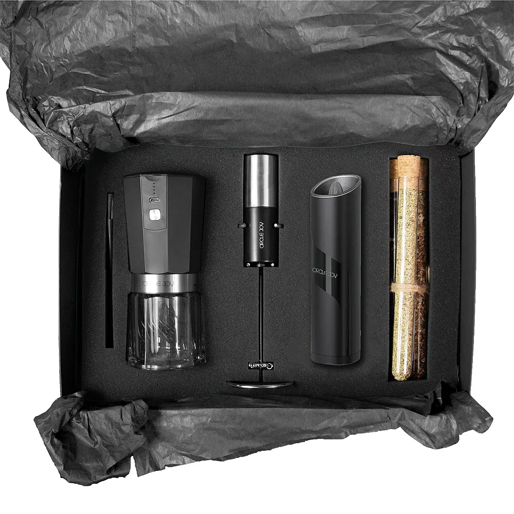 Набор подарочный Solution Quadro (мельница для кофе, мельница для соли и специй, вспениватель молока, набор специй), красный