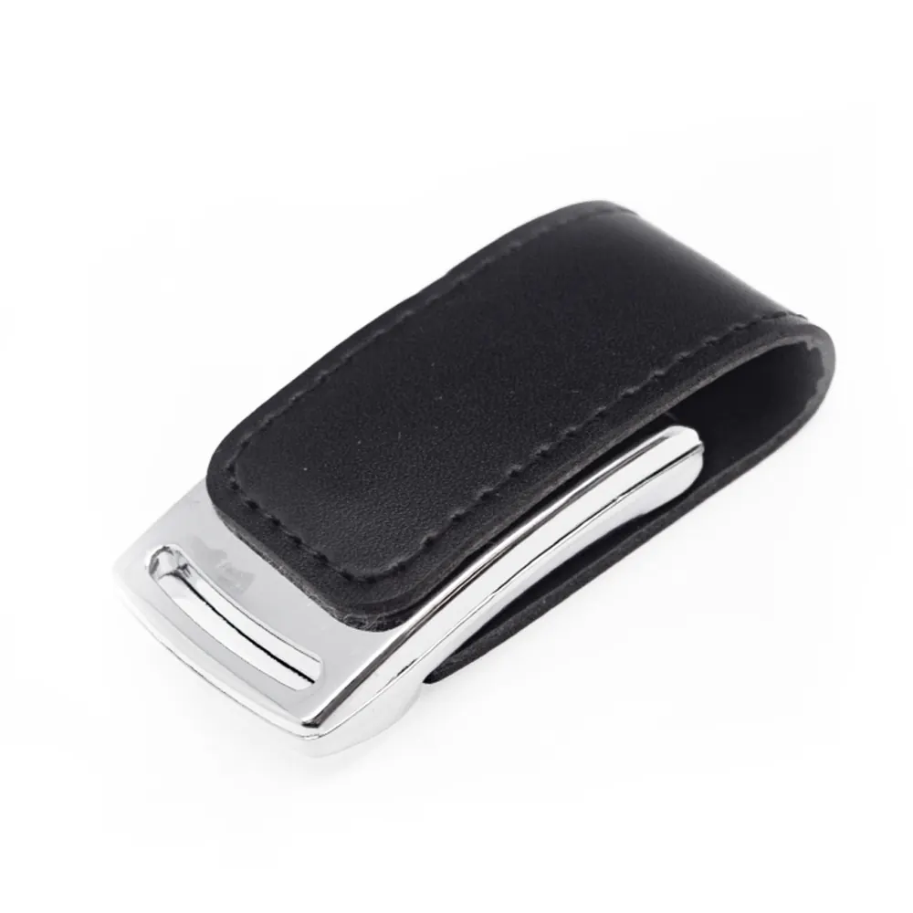 Флеш накопитель Shine, USB 2.0, металл/кожзам, серебро/черный 16GB, серебро/черный