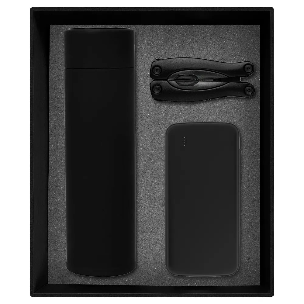 Набор подарочный Solution Prestige Trio (внешний аккумулятор, мультитул, термос), черный — арт. 620124.03, черный