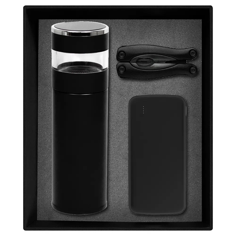 Набор подарочный Solution Prestige Trio (внешний аккумулятор, мультитул, термос), черный — арт. 620126.03, черный