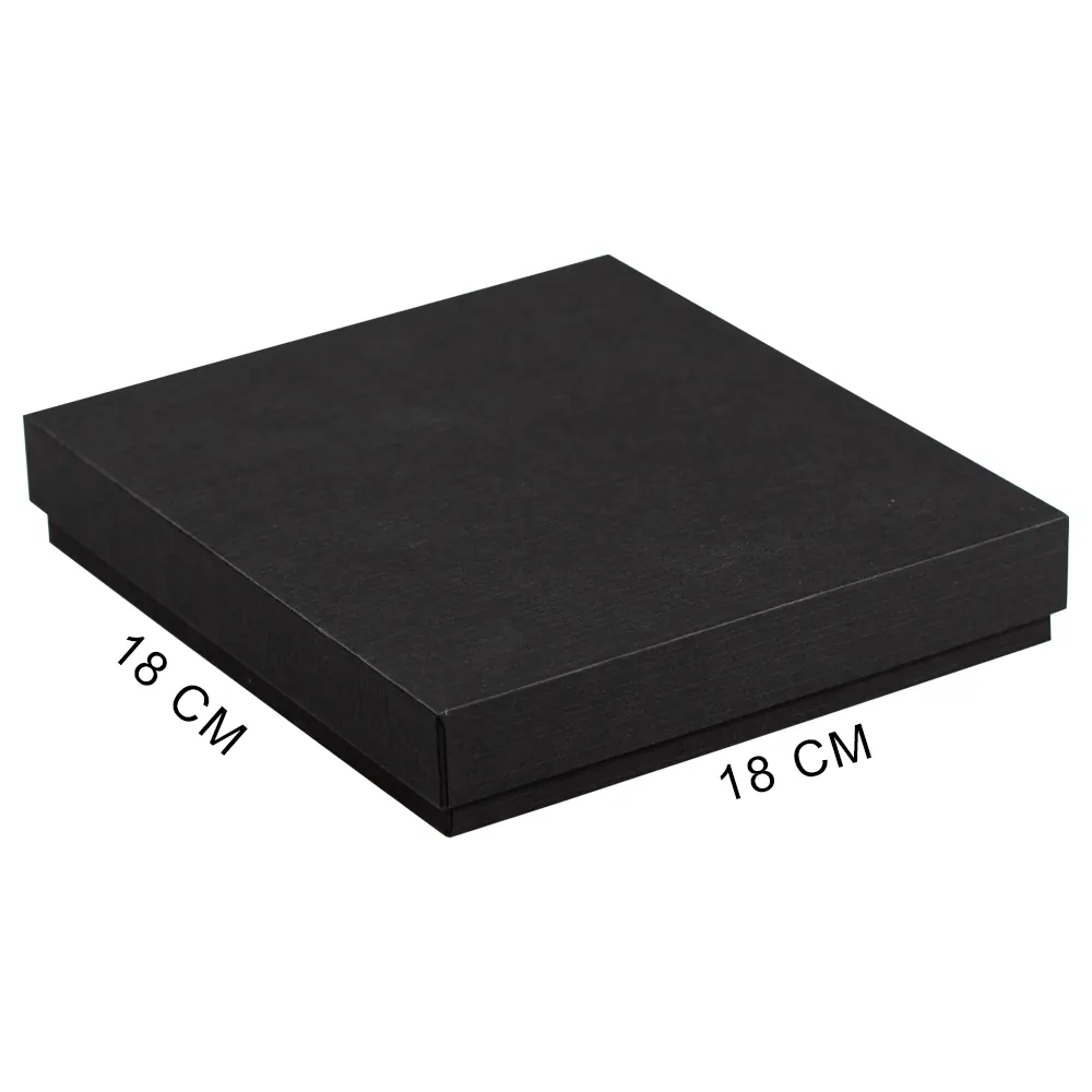 Коробка подарочная, размер 18*18*2 см, Solution Superior Linen, черная, бежевый ложемент под индивидуальную вырубку, черный 1, бумага под лён