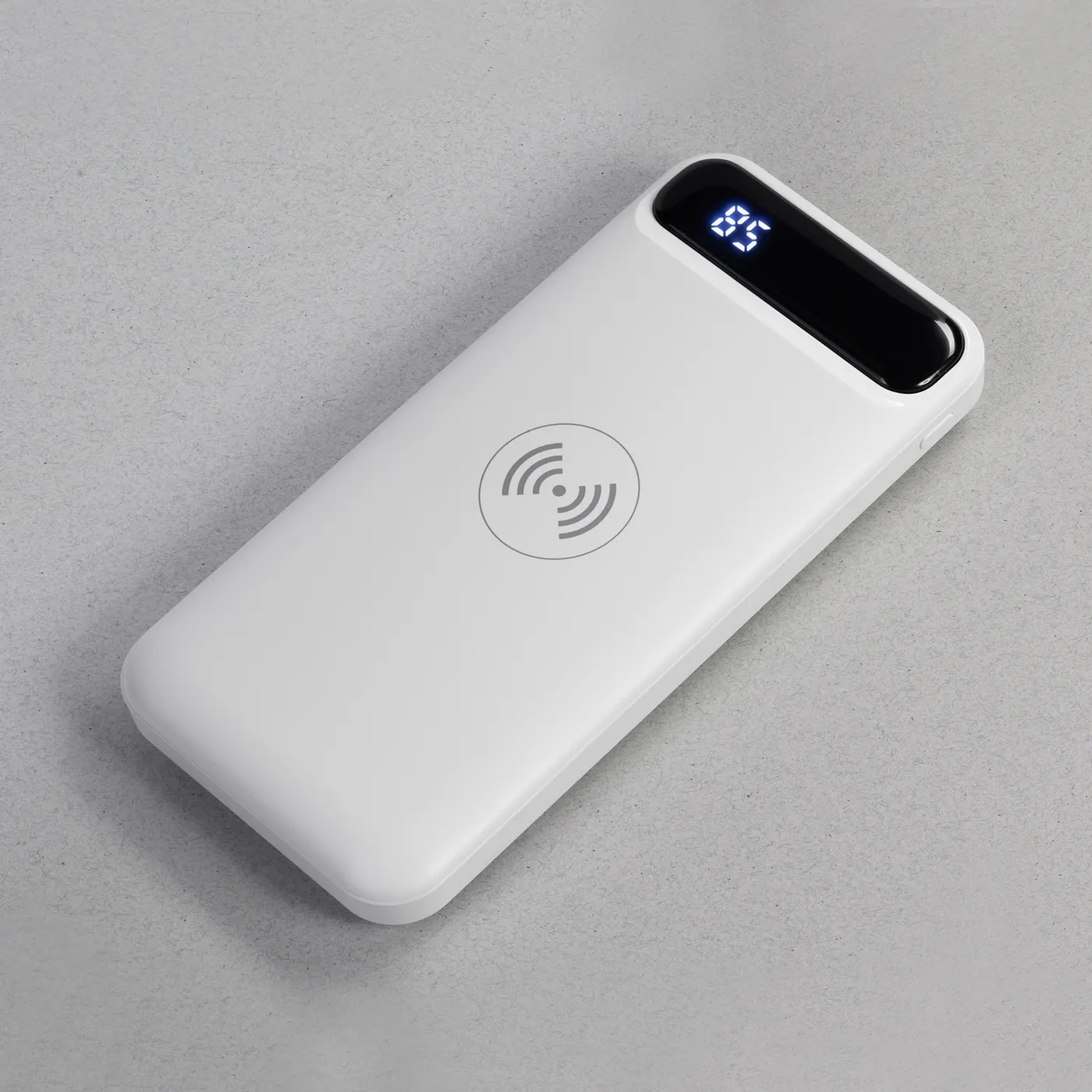 Беспроводное зарядное устройство "Quantum", 10000 mAh с цифровым индикатором заряда, белый