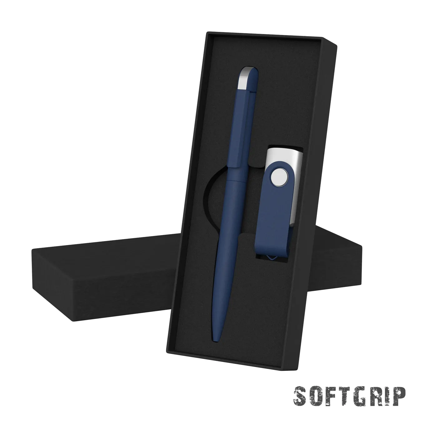 Набор ручка + флеш-карта 16 Гб в футляре, покрытие softgrip — арт. 6971-21/16Gb, темно-синий