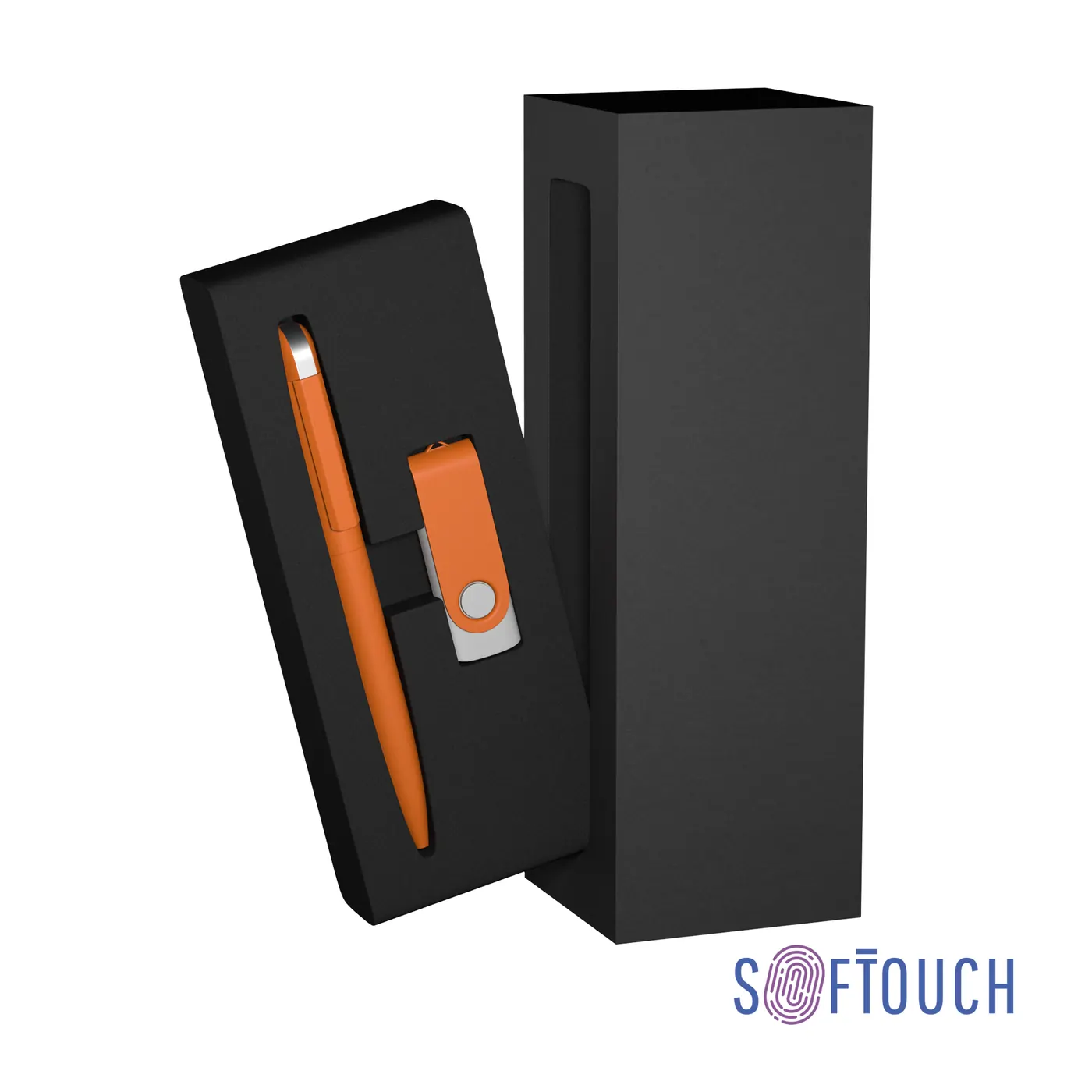 Набор ручка + флеш-карта 16 Гб в футляре, покрытие soft touch — арт. 6913-10S/16Gb, оранжевый