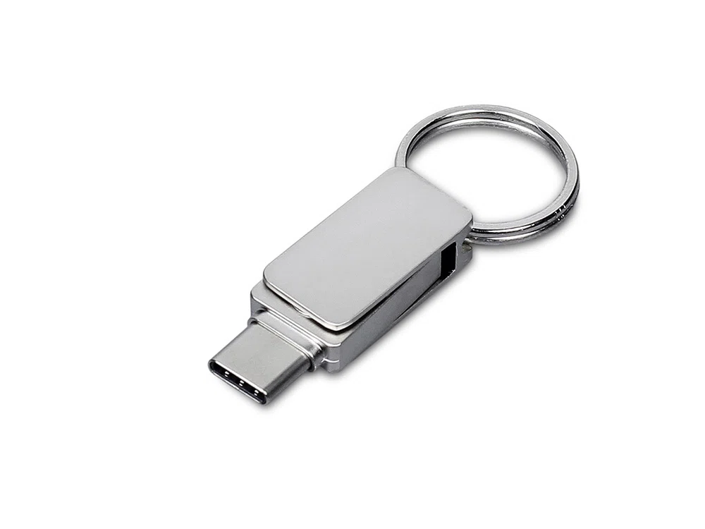 USB 3.0- флешка Mercury на 32 Гб с поворотным механизмом и дополнительным разъемом Type-C, серебристый