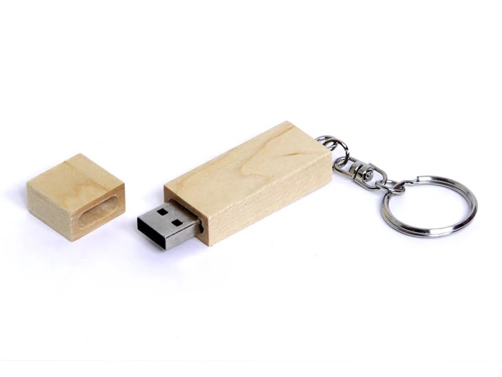 USB 2.0- флешка на 4 Гб прямоугольная форма, колпачок с магнитом, натуральный