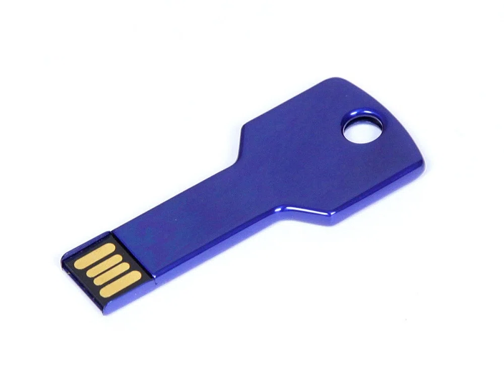 USB 2.0- флешка на 64 Гб в виде ключа, синий