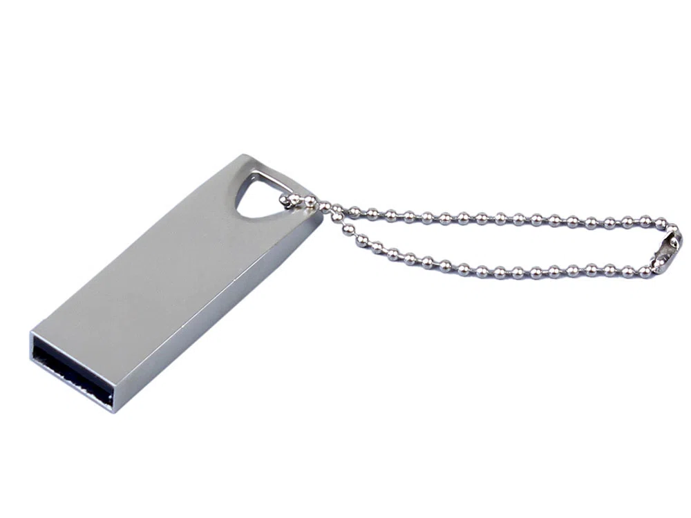 USB 3.0-флешка на 16 Гб с мини чипом и отверстием для цепочки, серебристый
