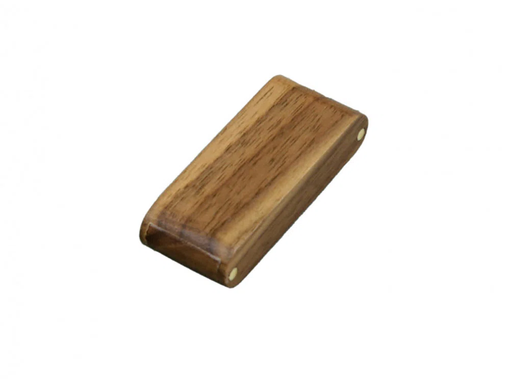 USB 2.0- флешка на 16 Гб прямоугольной формы с раскладным корпусом, коричневый
