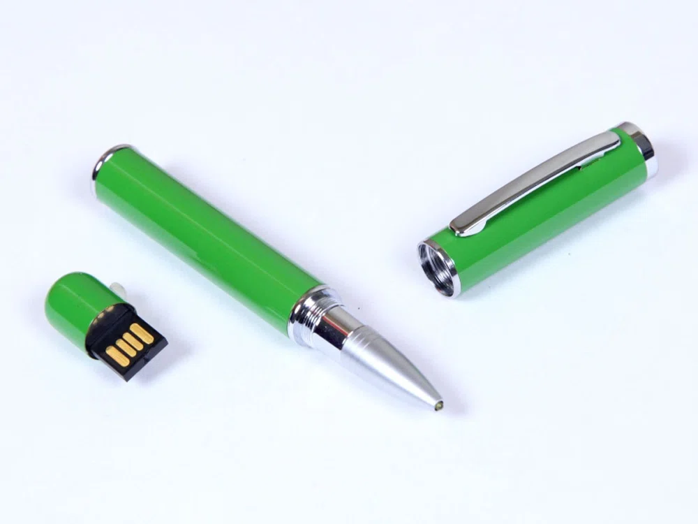 USB 2.0- флешка на 64 Гб в виде ручки с мини чипом, зеленый/серебристый