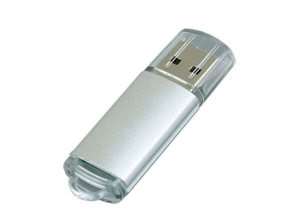 USB 2.0- флешка на 4 Гб с прозрачным колпачком, серебристый
