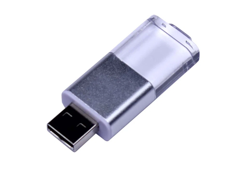 USB 2.0- флешка промо на 32 Гб прямоугольной формы, выдвижной механизм, белый