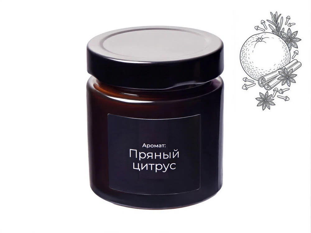 Свеча ароматическая Noella, пряный цитрус, коричневый