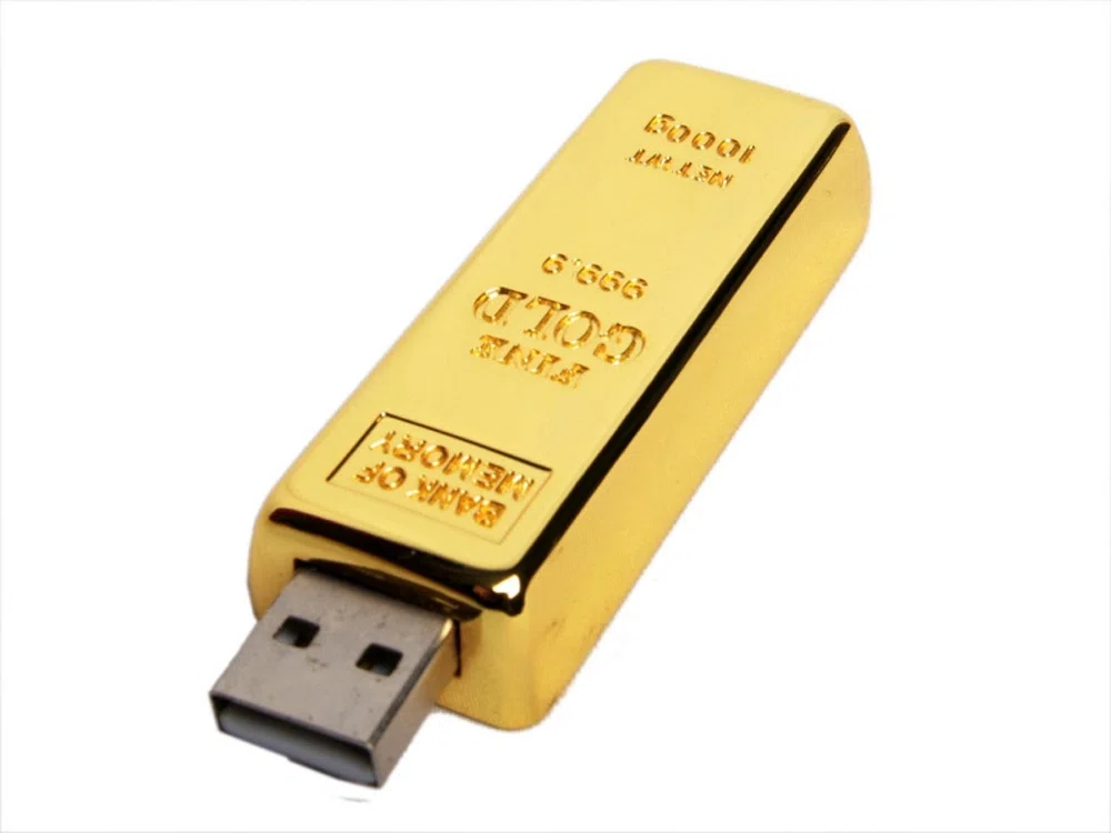 USB 3.0- флешка на 64 Гб в виде слитка золота, золотистый