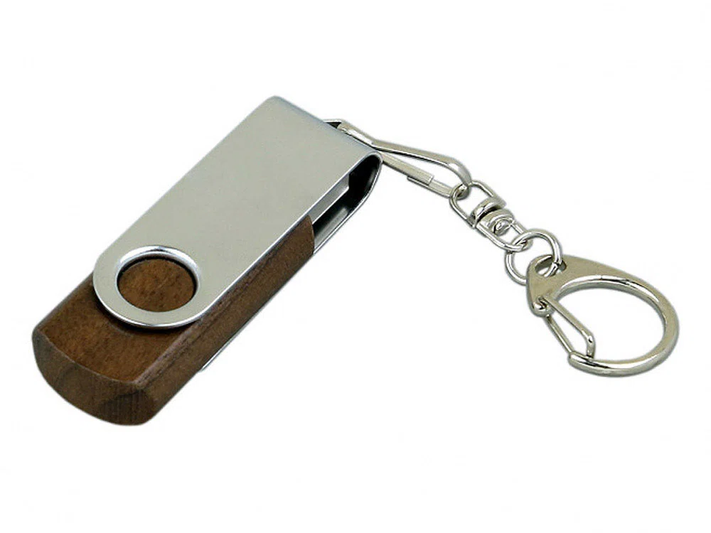 USB 3.0- флешка промо на 128 Гб с поворотным механизмом, коричневый/серебристый