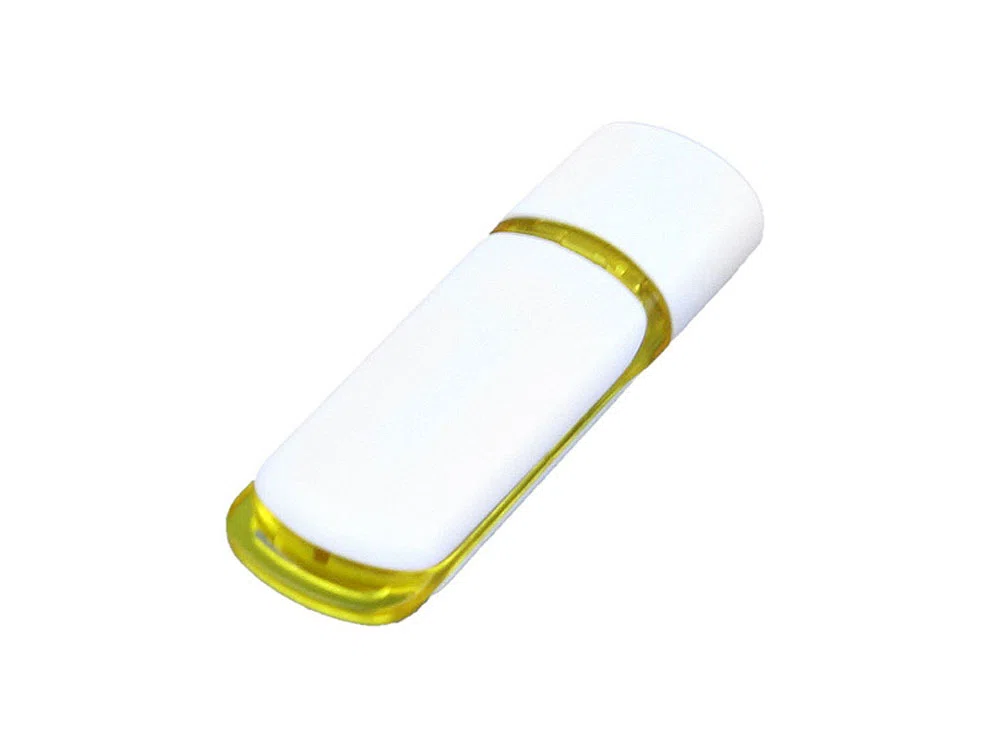 USB 2.0- флешка на 8 Гб с цветными вставками, белый/оранжевый