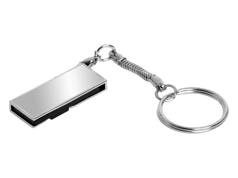 USB 2.0- флешка на 32 Гб с поворотным механизмом и зеркальным покрытием, серебристый
