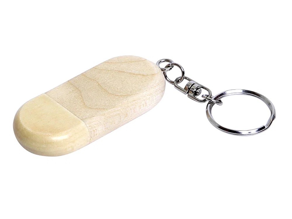 USB 2.0- флешка на 64 Гб овальной формы и колпачком с магнитом, натуральный