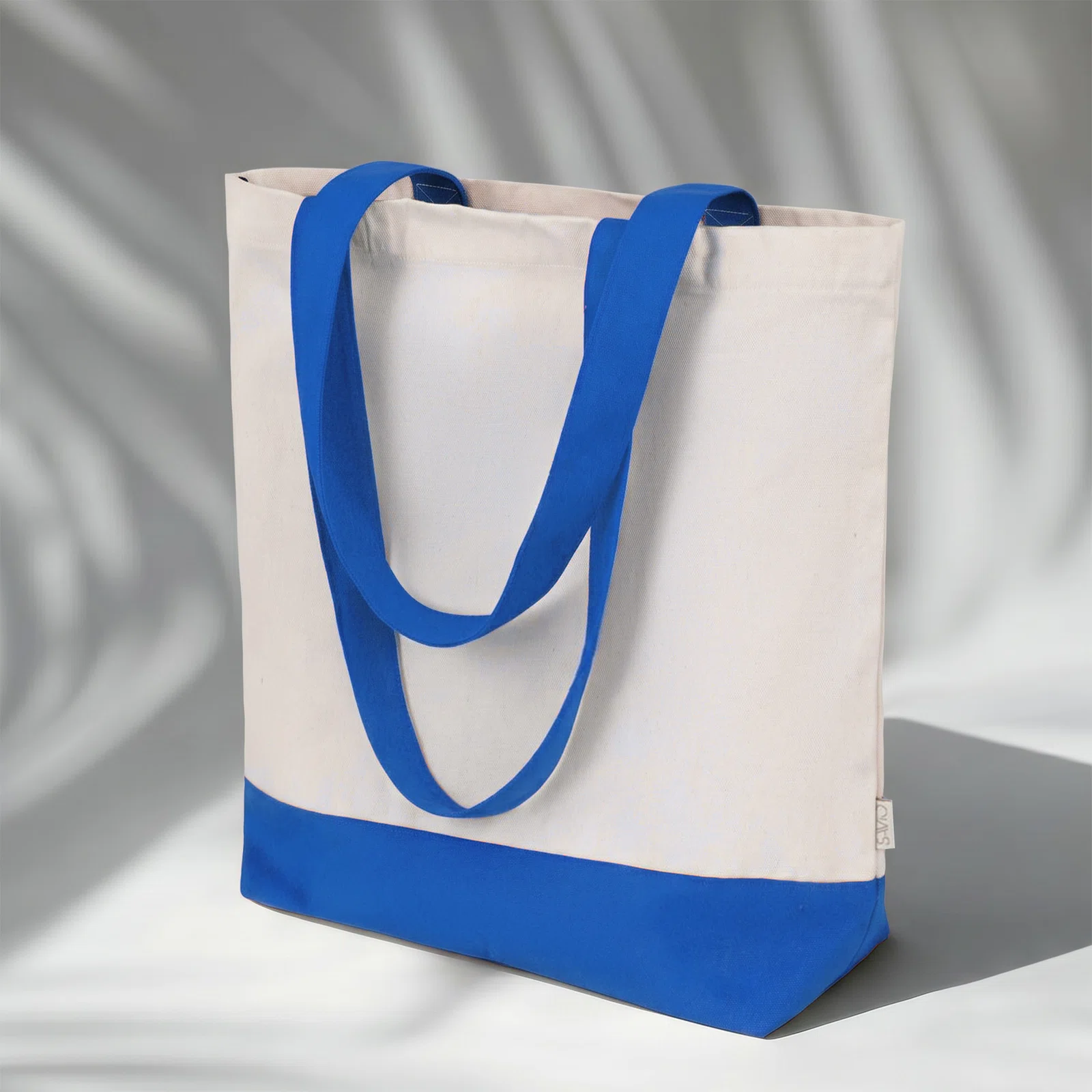 Сумка для шоппинга Cotton из переработанного хлопка, 280 г/м2, натуральный/синий