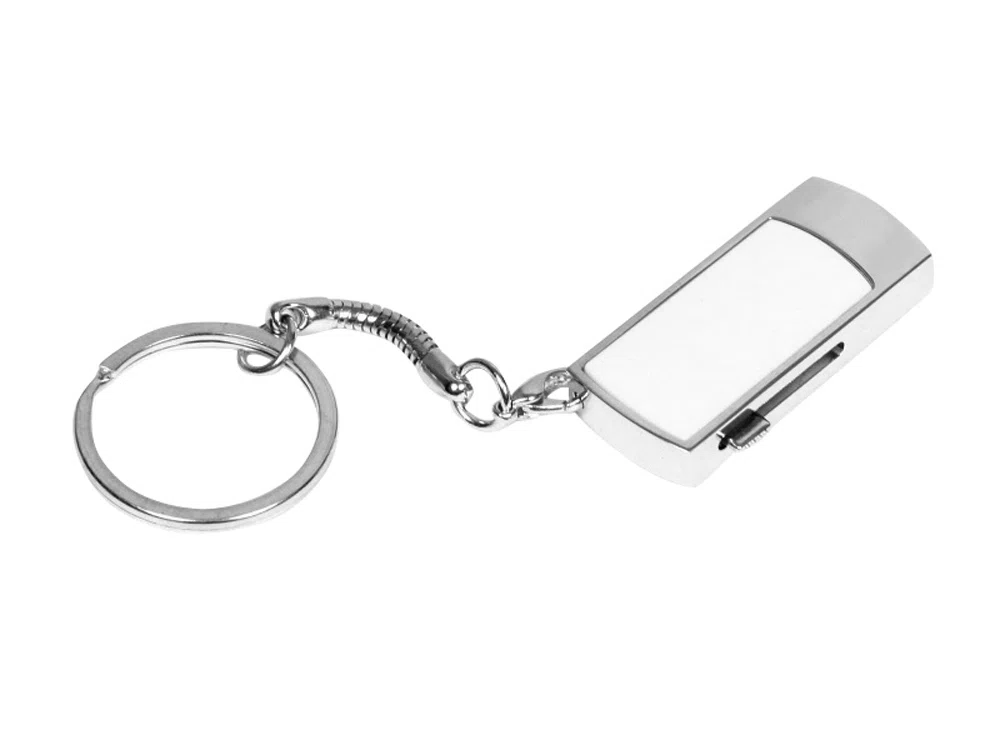 USB 2.0- флешка на 64 Гб с выдвижным механизмом и мини чипом, серебристый/белый