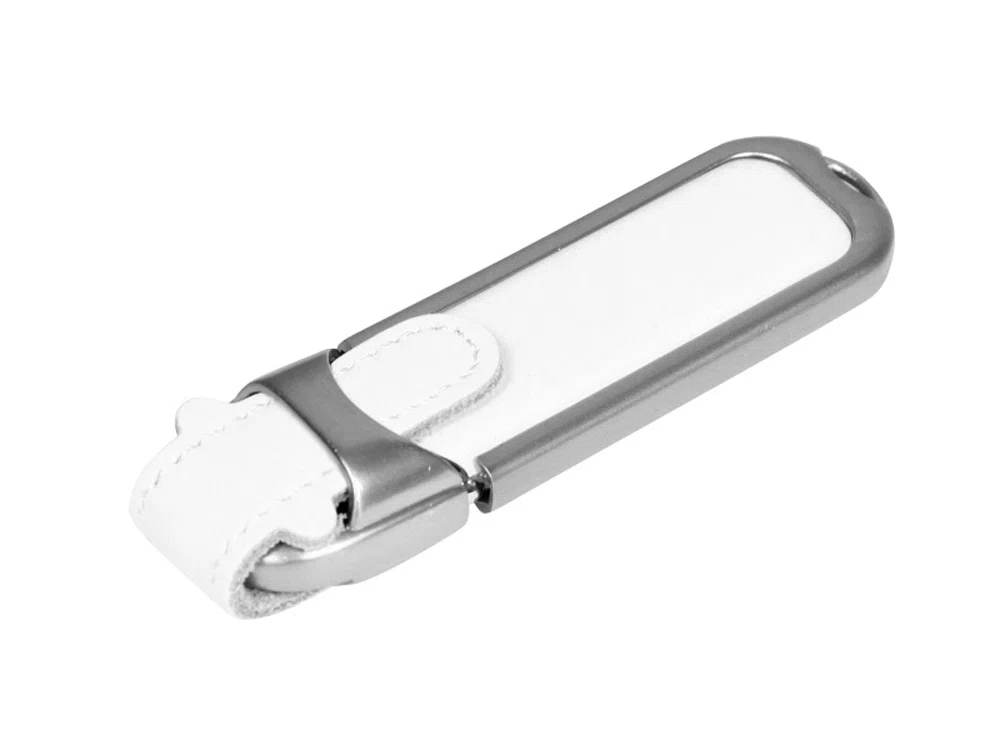 USB 2.0- флешка на 32 Гб с массивным классическим корпусом, белый/серебристый