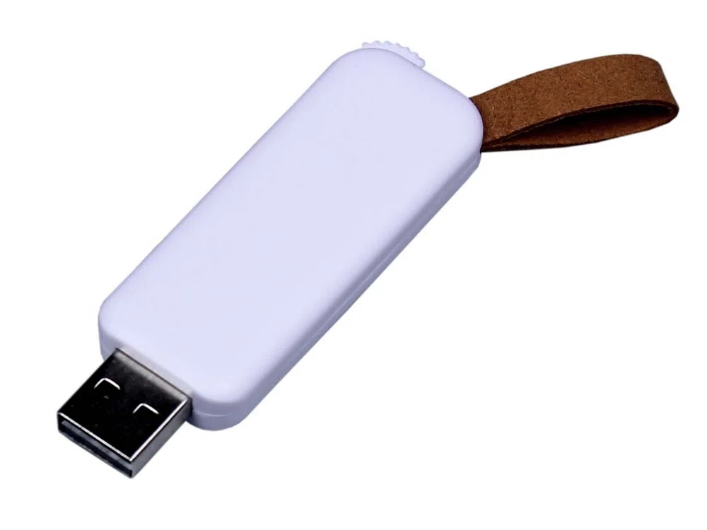 USB 3.0- флешка промо на 128 Гб прямоугольной формы, выдвижной механизм, белый