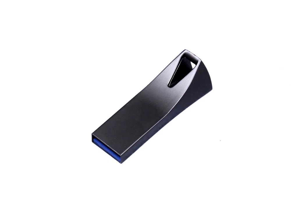 USB 2.0- флешка на 16 Гб компактная с мини чипом и отверстием, серебристый