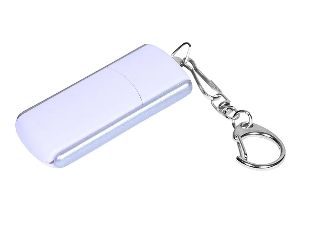 USB 2.0- флешка промо на 16 Гб с прямоугольной формы с выдвижным механизмом, белый/серебристый