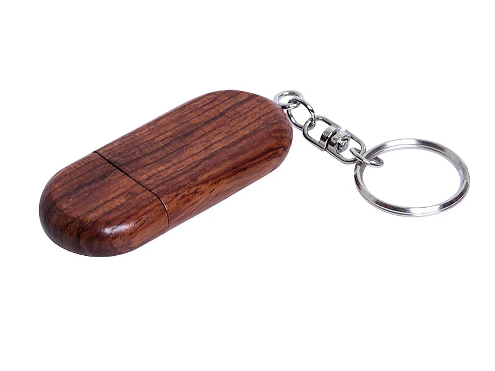 USB 2.0- флешка на 8 Гб овальной формы и колпачком с магнитом, коричневый