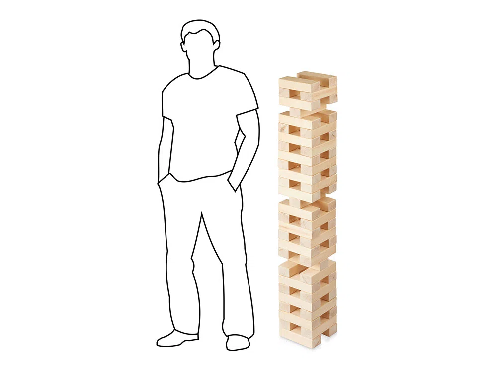 Игра из дерева XXL Tower, 57 брусков, натуральный