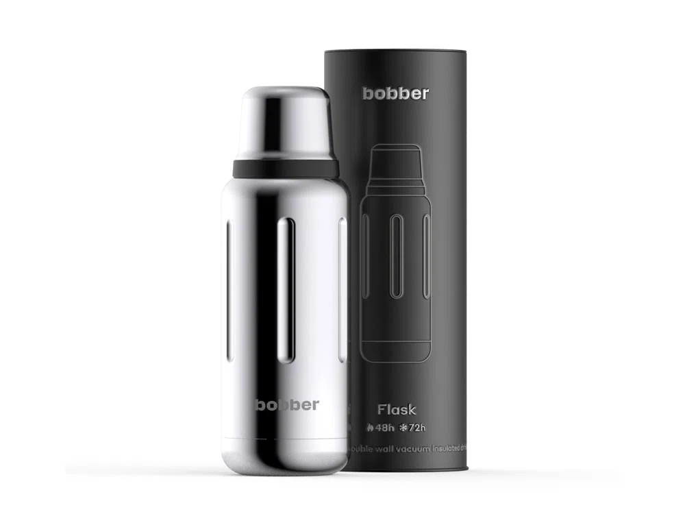 Вакуумный термос Flask, 1 л, серебристый зеркальный